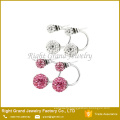 White Red Black Hematite Pink Crystal Clay Paved Stud Earrings